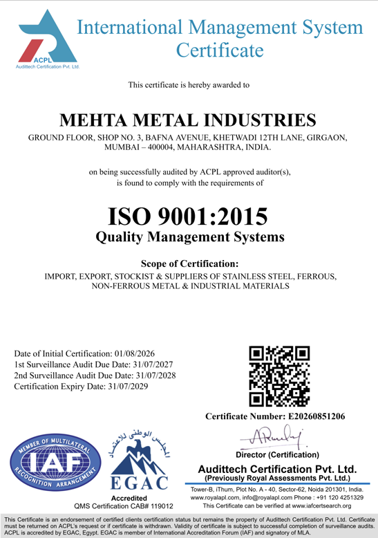 ISO 14001:2015 Certificate